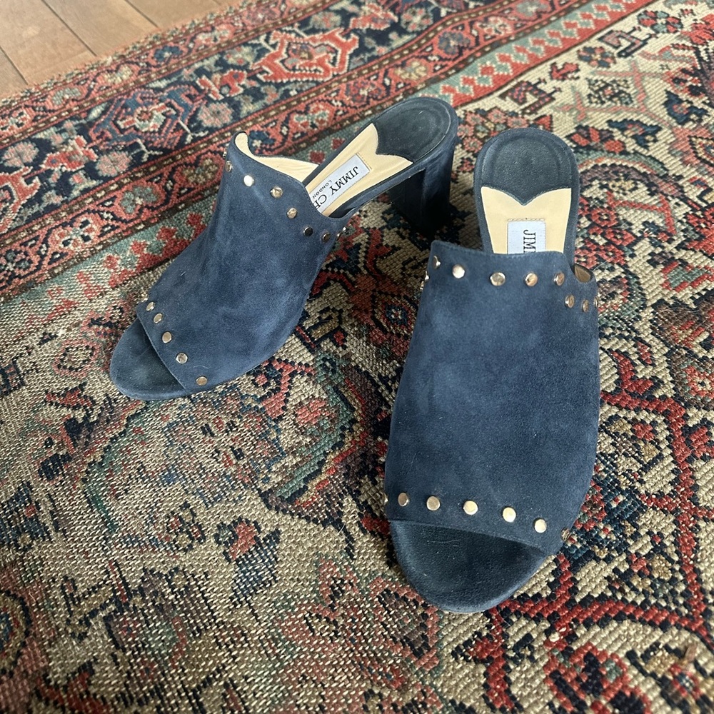 Jimmy Choo Myla Mule in Navy Suede - Picture 6 of 7
